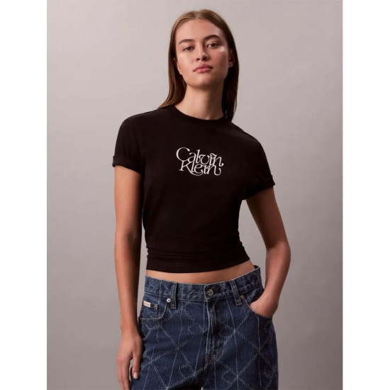 Calvin Klein Γυναικεία κοντομάνικη μπλούζα Script  Logo Graphic Slim T-Shirt